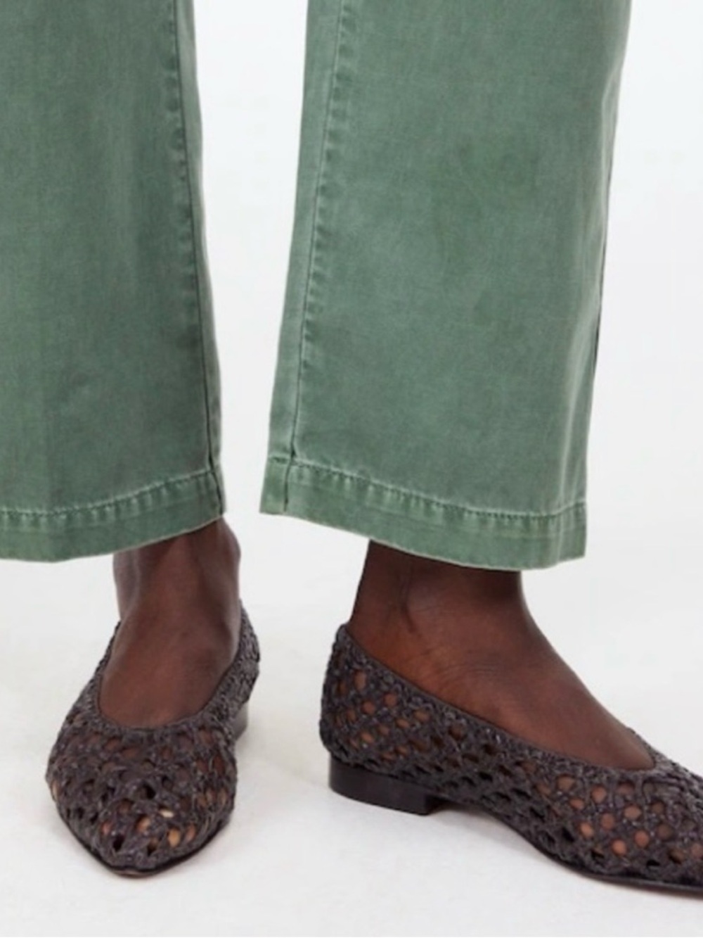 Madewell Dark Brown Woven Leather Pointed-Toe Flats